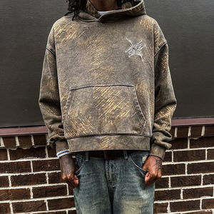 Sweat à capuche à coupe régulière imprimé sérigraphié sur mesure OEM, 100% coton, hiver, haute qualité, tendance, vintage, délavé à l'acide - Product Image 1