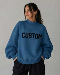 Custom Women Oversized Mockneck Top Relaxed Cotton Pullover Modern Casual Fashion Apparel Private Label Manufacturer - Product Image 1