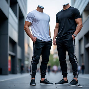 เสื้อทีเชิ้ตและกางเกงวอร์มสำหรับผู้ชายชุดวิ่งออกกำลังกายฟิตเนสชุดออกกำลังกายฤดูร้อนฤดูหนาว - Product Image 1