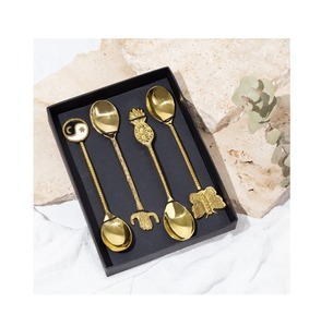 Cuillère à salade en acier inoxydable doré, ensemble de 6 pièces, poignée de luxe personnalisée, artisanat utilisé pour les cadeaux - Product Image 1