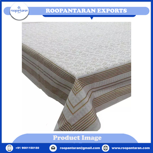 Fait à la main indien Dholamaru Chokri Designer main bloc imprimé coton carré lin dernière nappe de mariage - Product Image 4