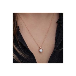 Collana donna cuore 925 pietra bianca in argento Sterling rosa