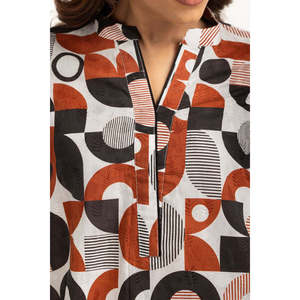 Conjunto Casual de Dos Piezas para Mujer, Blusa y Pantalones Cortos, Estampado Jacquard de Viscosa Blanca, Primavera/Verano, Talla XXS - Product Image 3