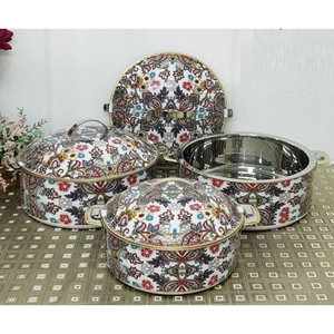 Hermoso y fabuloso juego de calentadores de alimentos de 3 piezas de vajilla clásica Calentador de alimentos inspirado en Oriente Medio - Product Image 4