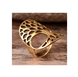 Hot Selling Messing Ring Gepersonaliseerde Messing Ring Met Charme Mode Ring Verguld Aangepast Formaat Eenvoudig Ontwerp