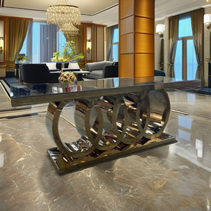 DreamLike Factory Modern Home Ensemble de table à manger en acier inoxydable avec cadre doré Meubles Table à manger de luxe Table de mariage - Product Image 6