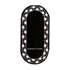 Beautiful Oval Shape Marble Inlay Table Tops Unique and Standard Design Fine Finishing <b>Polished</b> <b>Black</b> Marble Inlay Table Tops - Product Image 1