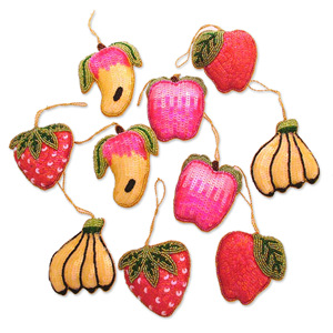 Coeur doré Radiance Décor artistique Broderie florale complexe faite à la main Ornements en or perlé Boule de Noël Ornements d'arbre - Product Image 3