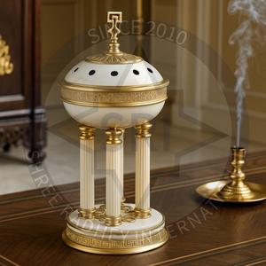 Mini diffuseur d'aromathérapie en bois de santal brûleur d'encens Anti-odeur avec support de bobine de conception de reflux pour encens Oud Bukhoor - Product Image 1