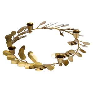 Porte-bougie rustique en métal avec couronne florale, 4 tasses, rose blanche, support pour bougie conique, élégant centre de table de ferme, couronne de l'Avent, bougie - Product Image 3