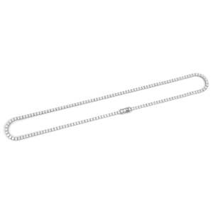 Cadena de tenis de oro blanco macizo de 14K con diamantes de 3MM, collar deslumbrante - Product Image 1