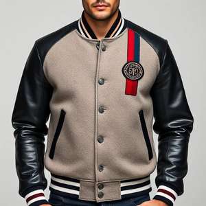 Veste de style universitaire avec rembourrage épais et chaud à l'intérieur : Qualité supérieure, corps en laine, manches en cuir, logo personnalisé, style vintage, vente en gros - Product Image 2