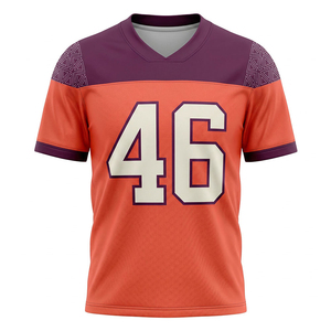 Men's Orange <b>Purple</b> American Football Jersey V Neck Short Sleeve Number 46 Sublimated Print Moisture Wicking Breathable <b>Mesh</b> - Product Image 1