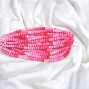 Vente en gros de perles de pierre rondelle lisse opale naturelle rose ombragée 7mm 9mm pierre précieuse en vrac pour la fabrication de bijoux - Product Image 3