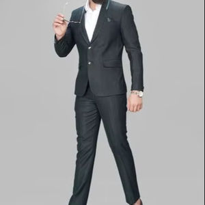 La Scoot Hombres 2 piezas Diseñador Poliéster Viscosa Estilo Jodhpuri O-cuello Cuello Traje de fiesta Regular Fit Single Breasted Long - Product Image 1