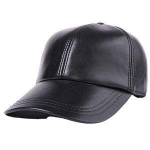 Gorra de Béisbol de Cuero Unisex al por Mayor, Gorra de Béisbol de Cuero Ajustable para Hombre, Gorra Clásica de Cuero Negro Sólido para Invierno y Actividades al Aire Libre - Product Image 1