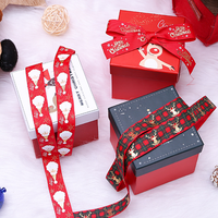 Cajas de regalo navideñas con cierre de cinta de seda para empaque de dulces, cajas de regalo para bodas, cajas rígidas de dos piezas.