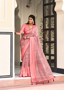 Sari Georgette de diseñador indio Premium en estilo pakistaní, blusa estampada bellamente sin peso para ropa de fiesta de boda para mujer - Product Image 5