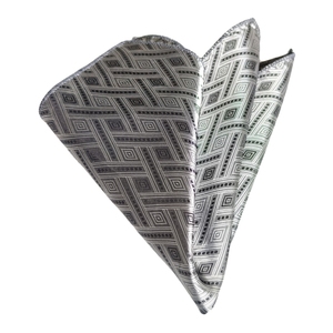 Grey and Silver Geometric Pocket <b>Square</b> - Product Image 2