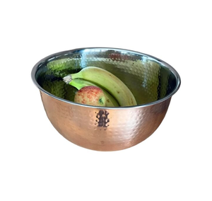 Ensaladera de cobre de diseñador antiguo Cobre de forma redonda plateado con martillo Cuenco para servir alimentos - Product Image 5