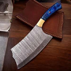 มีดสับเนื้อวัวคุณภาพสูงระดับมืออาชีพ ผลิตจากเหล็กกล้าดามัสกัสและสแตนเลส ด้ามไม้ งานฝีมือ สำหรับขายส่ง - Product Image 6