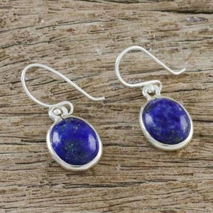 Boucles d'oreilles pendantes en argent sterling 925 avec pierres précieuses Lapis Lazuli pour femmes, bijoux de fête à la mode - Product Image 2