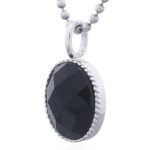 Pendentif élégant en argent 925 avec agate noire ovale et serti - Product Image 2