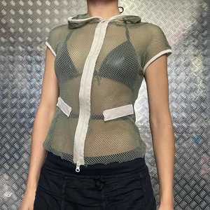 Sweat à capuche imperméable à glissière en polyester 100% pour hommes, haut en résille à manches longues avec capuche en résille réglable et col tricoté - Product Image 3