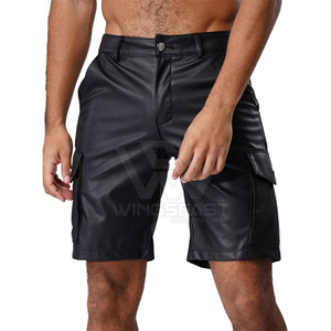 Pantalones cortos de cuero para hombre con contraste de Color a precio barato, pantalones cortos de cuero cómodos de alta calidad para hombre - Product Image 4