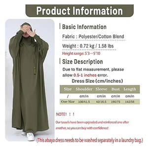 Vestido de oración musulmán para mujer, modesto, de una pieza, Color sólido, Abaya, Sudadera con capucha, manga larga, Jilbab islámico, vestido Maxi, Dubai Abaya Ramadán - Product Image 6