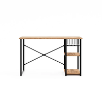 Bureau de jeu moderne en métal et bois, poste de travail à domicile avec étagère de rangement, table d'étude, bureau d'ordinateur