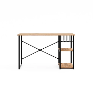 Bureau de jeu moderne en métal et bois, poste de travail à domicile avec étagère de rangement, table d'étude, bureau d'ordinateur - Product Image 2
