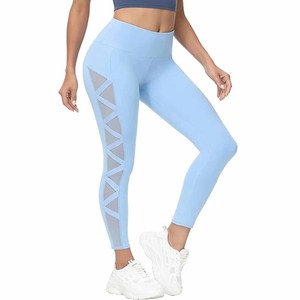 Vente en gros Pantalon de yoga taille haute solide pour femmes, legging de fitness avec poches et logo personnalisable - Product Image 1
