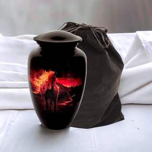 Urne de crémation Memorial Container-avec Lovely Horse and Fire Art Work Grande taille 26 cms de haut - Product Image 4