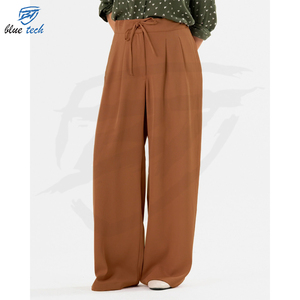 New Hot Selling Women's Mid Waist Flat Front 2 Pocket Loose Fit Casual <b>Trousers</b> Quick Dry - Product Image 1