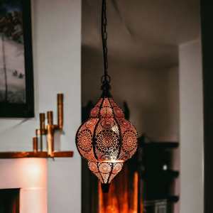 Lampe à suspension en fer marocain Multi couleur Look classique Lampe suspendue pour mariage et fête et décoration de la maison - Product Image 2