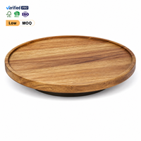Plateau tournant Lazy Susan en bois d'acacia naturel de 12 pouces pour cuisine, table à manger, armoire, salle de bain