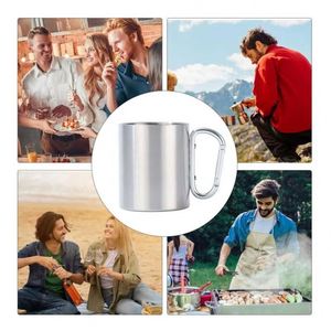 Taza de Acero Inoxidable Personalizada de 300 ml con Mosquetón, Taza de Viaje de Doble Pared, Taza Portátil con Mosquetón para Camping y Viajes - Product Image 1