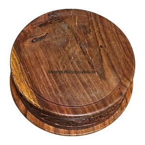 กล่องโรตีไม้แกะสลักลายดอกไม้พร้อมฝาปิดเหมาะสำหรับการจัดเก็บและเสิร์ฟ - Product Image 5