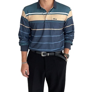 Camisa Polo Casual para Hombre con Bloques de Color y Bordado de Letras, Camisa de Manga Larga para Hombre de Otoño - Product Image 1