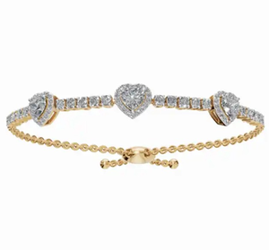 กำไลข้อมือเพชรแล็บโกรว์ Crown of Radiance Hearts น้ำหนัก 2.014 กะรัต 77 เม็ด ทอง 9k 14k 18k สีเหลือง ชมพู ขาว หรูหรา โรแมนติก - Product Image 1