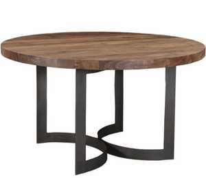 Table basse intelligente ronde moderne avec dessus en bois de pin et noyer et base en métal pour l'ameublement de la maison Table d'appoint en bois pour le salon - Product Image 2