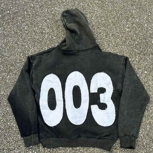 Survêtements évasés pour hommes, délavés à l'acide, avec broderie personnalisée, pantalon à capuche en molleton XL, Streetwear avec logo, hiver - Product Image 3