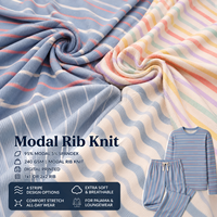 Tela de Punto Acanalado Modal con Estampado de Rayas Clásicas para Ropa de Descanso Infantil, Tela Suave y Elástica para Pijamas, Suministro de Fábrica