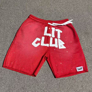 Pantalones cortos de verano personalizados con diamantes de imitación y cordón para el sudor, pantalones cortos lavados con ácido y bordado desgastado Vintage para correr en blanco - Product Image 2