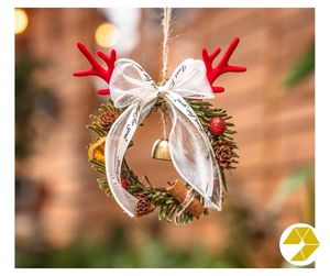 Guirlande de noël petite taille artificielle rotin guirlande vacances porte décoration suspendue pour la maison fête bureau hiver décor intérieur - Product Image 2