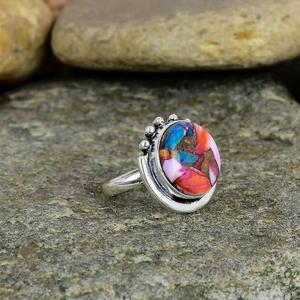 Bague Dahlia Turquoise Rose Bijoux de Taille Personnalisée en Argent Sterling avec Oyster Épineuse Kingman Turquoise Perfect Christmas - Product Image 3