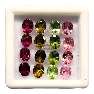 Piedras preciosas facetadas de corte ovalado de turmalina Natural de 8x10mm para fabricación de joyas, cuentas sueltas calibradas de piedra de turmalina múltiple al por mayor - Product Image 6