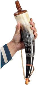 Cuerno de polvo de búfalo natural hecho a medida de alta calidad con asas de cuero ideal para tiendas de suministros vikingos para reventa - Product Image 6