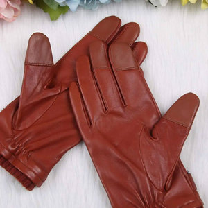 High Quality Cow Hide Material Full <b>Finger</b> Fashion Leather <b>Glove</b> Easy Wear Touch Screen Function for Casual Party Beach Scenes - Product Image 3